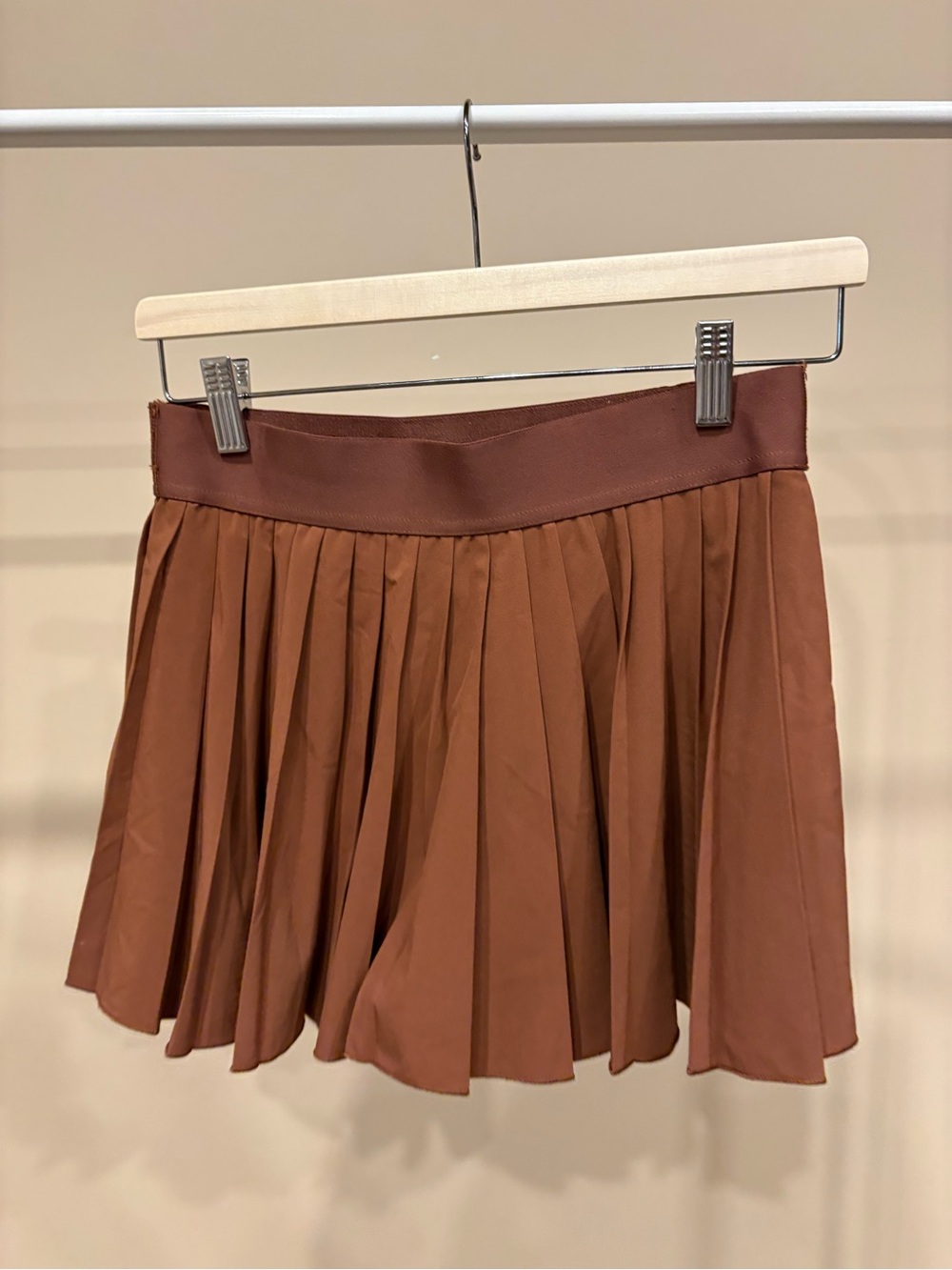 TNA Rust Brown Pleated Mini Skirt